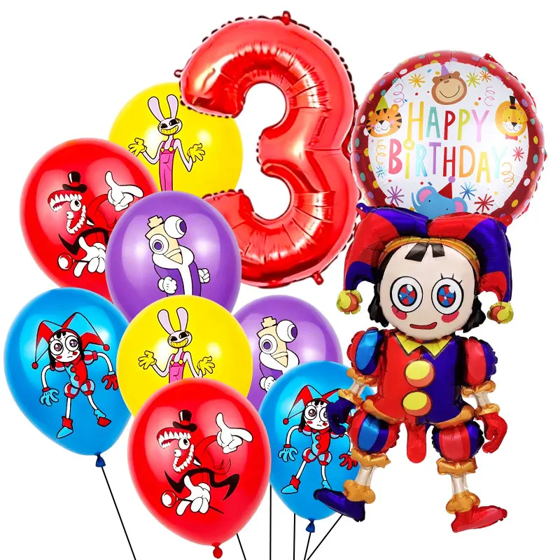 The Amazing Digital Circus Geburtstagsdekoration Tischgeschirr Becher Teller Servietten Ballon-Set Banner Hintergrund Geschenktüten Party-Zubehör – Detail 20