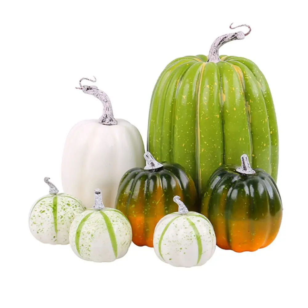 7pcs Artificial Hallowee Pumpkin Simulation Vegetable Pumpkins Thanksgiving Realistic Fall Autumn Harvest Decorations