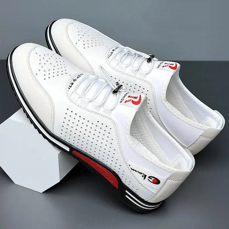 2023 New Men Casual Shoes Fashion Soft Soled Male Casual Driving Shoes Breathable Flat Lace-Up Soft Bottom Men Light Sneakers