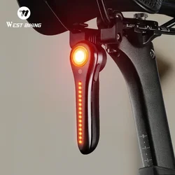 WEST BIKING Bicycle Rear Light Brake Sensor IPX6 Linear Flowing Flashing Taillights Intelligent Light Sensing Rechargeable LED