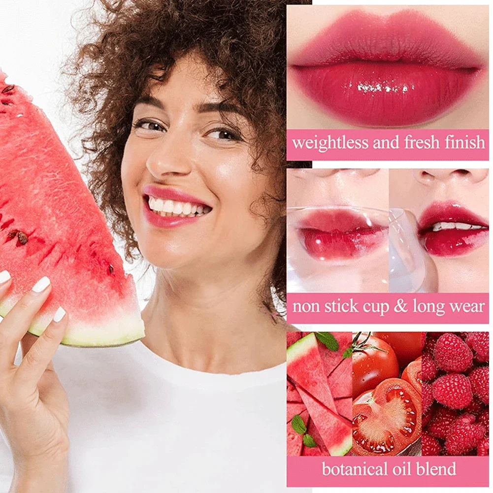 4-Farben Fruchtiger Lip Tint Wasserglanz-Lippenstift, Feuchtigkeitsspendender Wasserfester Flüssiger Lippenstift, Nicht Klebend, Hochpigmentiert, Langanhaltende Farben