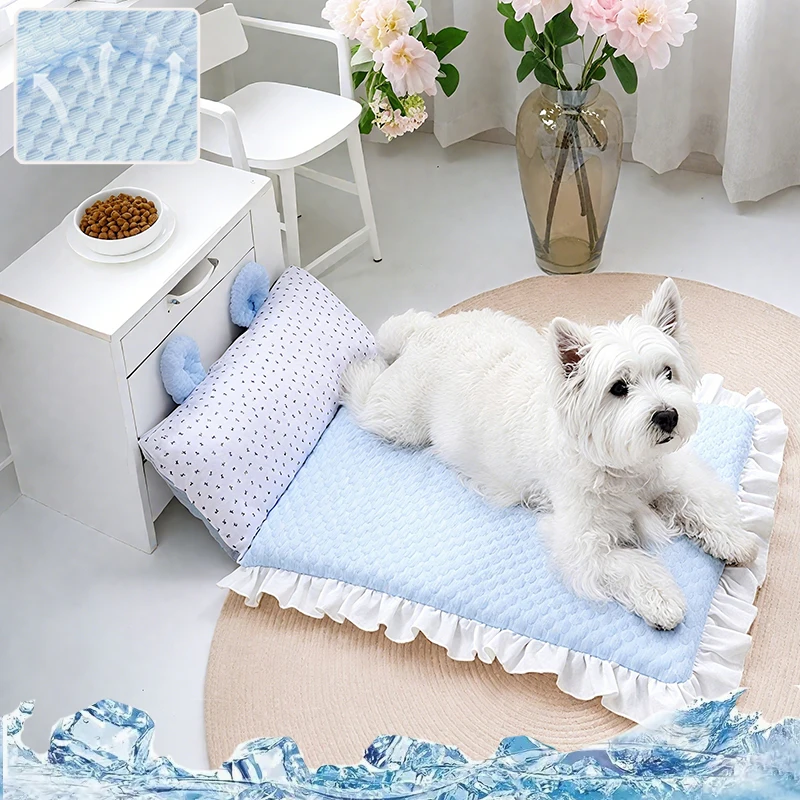 

Moisture Proof Pet Dog Mat Ice Silk Summer Cooling Breathable Cat Nest Durable Washable Non-slip and Wear-resistant Pet Bedding