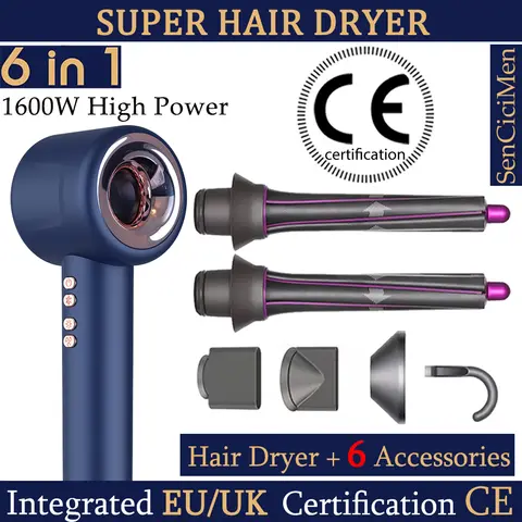 220V 1600W 슈퍼 헤어 드라이어 리프리스 헤어 드라이어 개인 헤어 케어 스타일링 음이온 도구 일정한 음이온 전기 헤어 드라이어