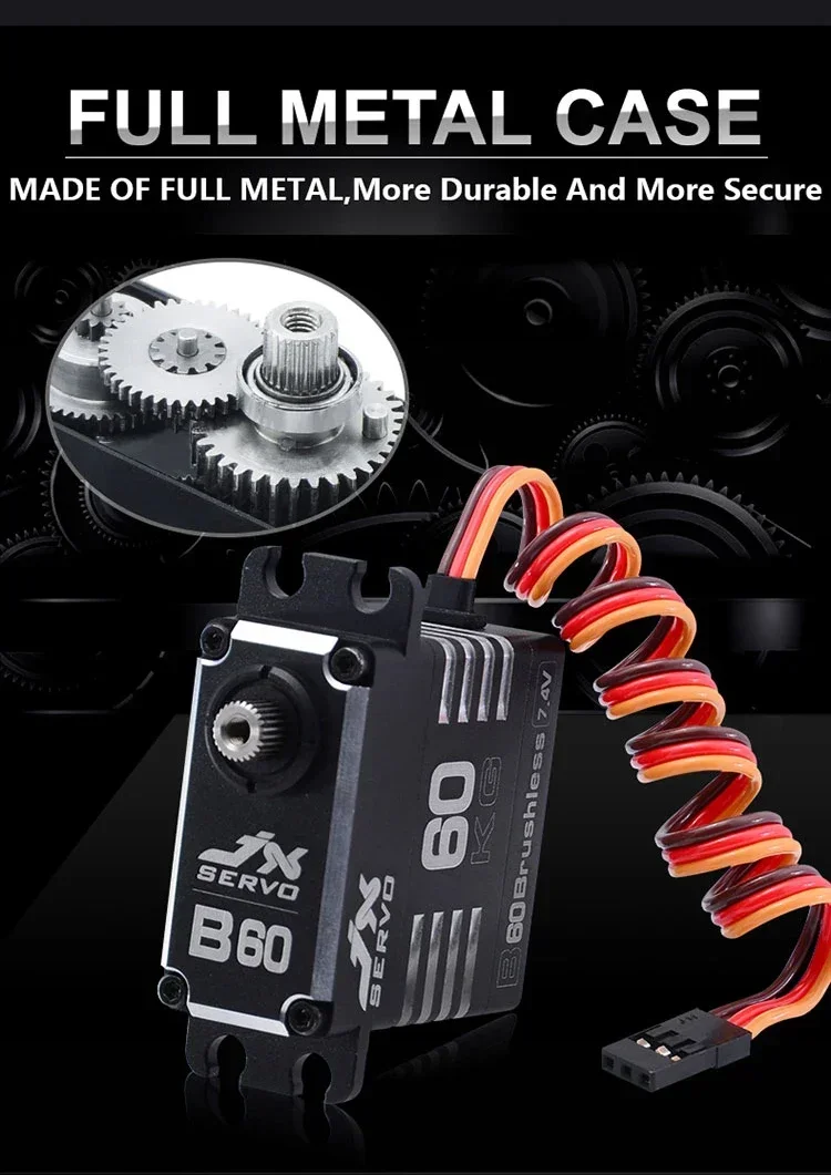 JX B60 60kg Waterproof High Torque Full Metal Aluminium Shell HV Brushless Motor Standard Digital Servo For RC Car Robot Crawler