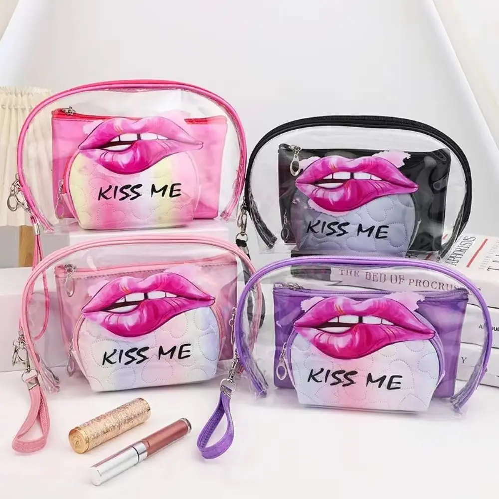3Pcs New PVC Makeup Bag Large Capacity Transparent Toiletry Storage Bag Cosmetic Bag