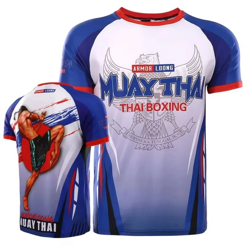 Boxing T Shirt MMA Rashguard Mens Women\'s Kids Tiger Muay Thai Kickboxing Jerseys Gym Fitness Training Sport Jiu Jitsu Shirts