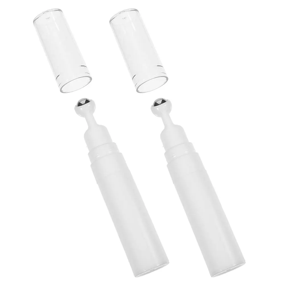 

2pcs Eye Bottles Eye Cream Applicator Tool 15ml White Travel Size Roller Containers for Serum Oil with Massage Ball