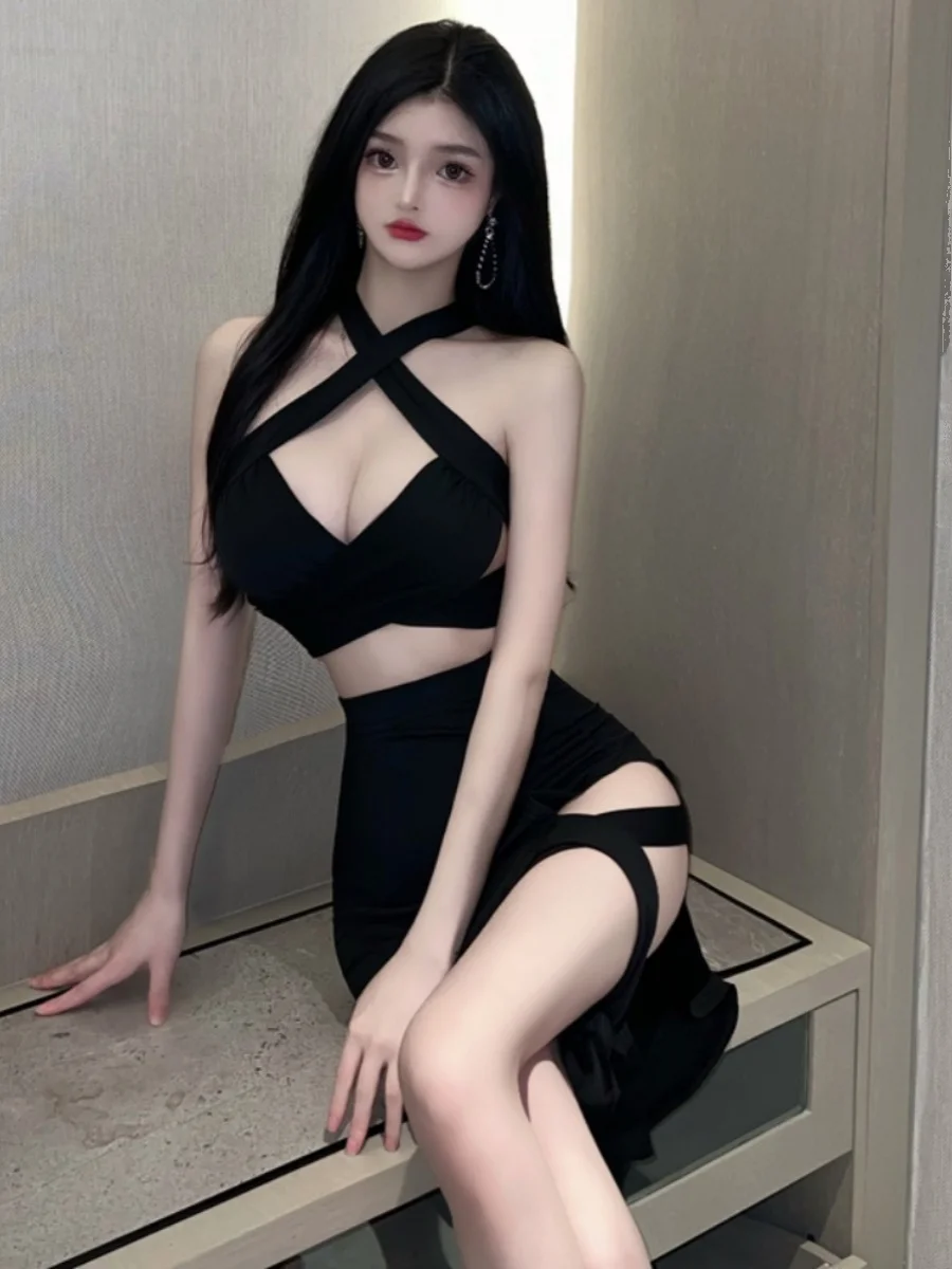 

Сексуальный жилет с низким вырезом на бретельках, укороченный топ, женский летний комплект из двух предметов, юбка с обнажением живота, материал полиэстера