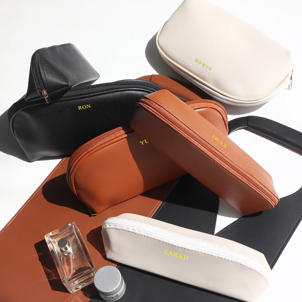 Reise-Kosmetiktasche mit individuellem Namen, großes Fassungsvermögen, gravierte Initialen, Geschäftsreise, tragbarer Kulturbeutel mit Reißverschluss, personalisierte Make-up-Tasche – Detail 14