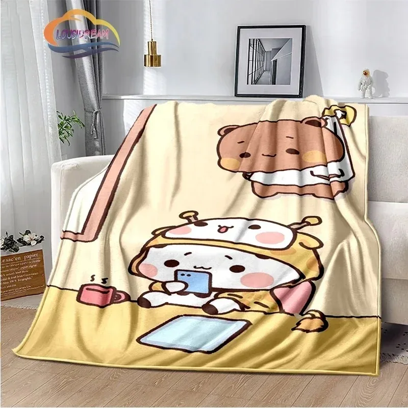 Cartoon Print Bear and Pa Blanket Cute Bubu  Dudu Series  Kids Warm Flannel Soft Comfortable Home Bed