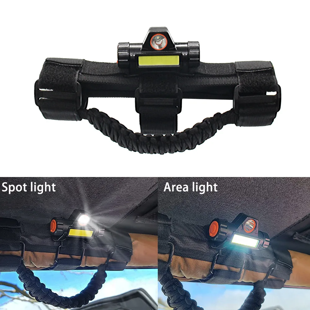 Roll Bar Grab Handles With Lighting Dome Light Interior Lights Bar Mount Grip Compatible For Wrangler Gladiator