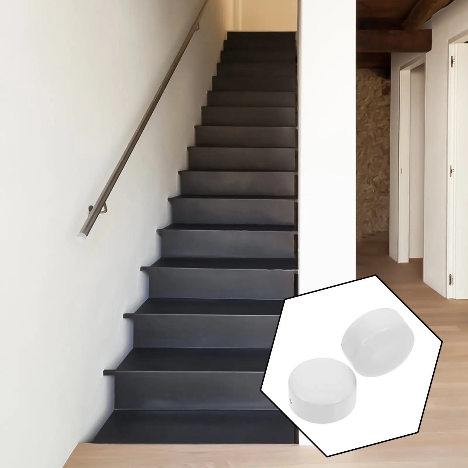 2Pcs Stainless Steel Handrail End Caps for Staircase Wooden PVC Handrails End Cover Sealing Cap Secure Fit Replacement Fitting