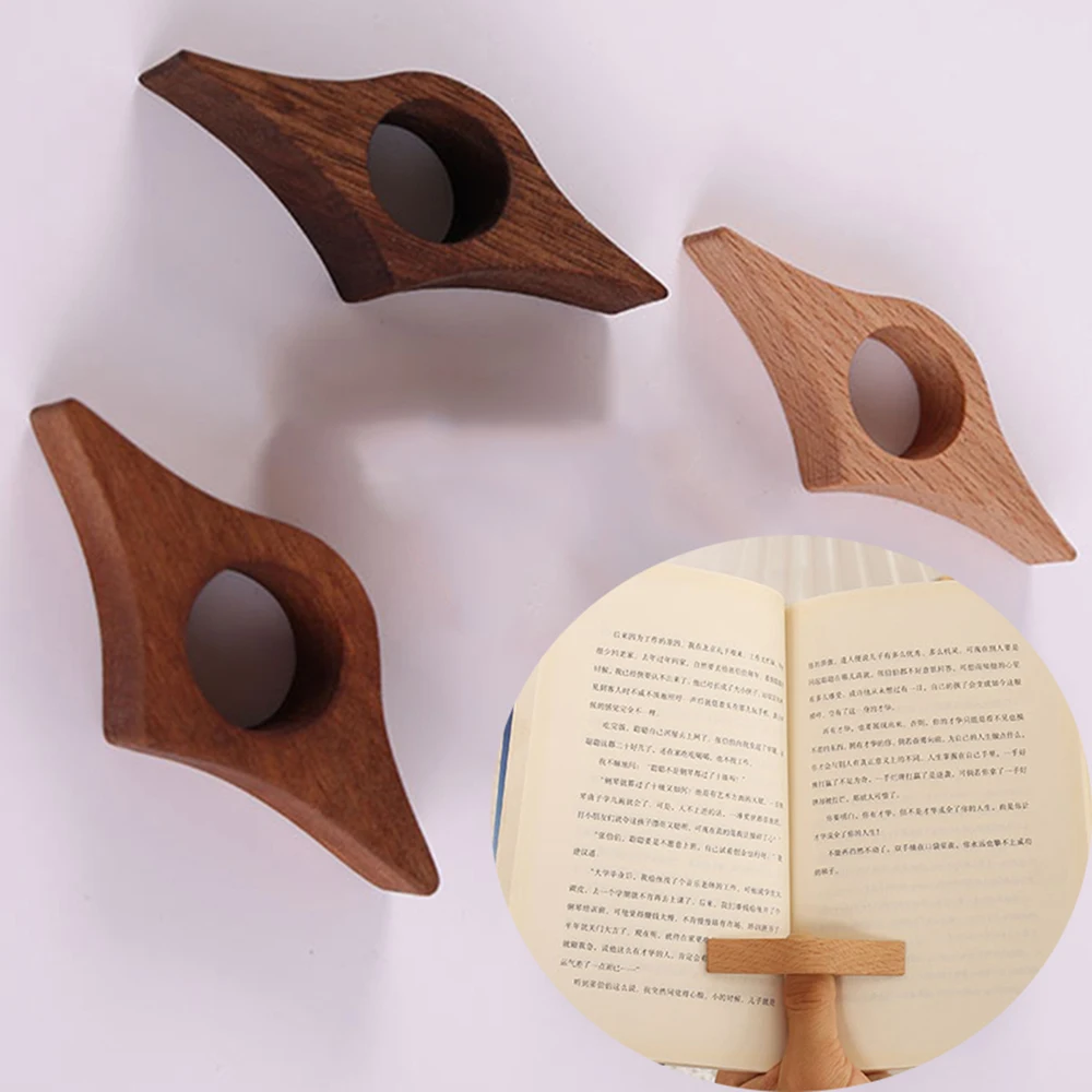 Soporte de Página de Libro de madera, soporte creativo para el pulgar, marcador de lectura para estudiantes, práctico expansor de libros, herramientas de ayuda de lectura rápida