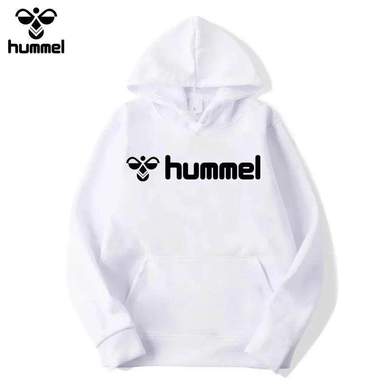 HUMMEL Men's and Women's Hoodie Sweatshirt Fashion Red Black Grey Pink Hooded Hip Hop Wool Hoodie Men's Brand Hoodie Street Wear