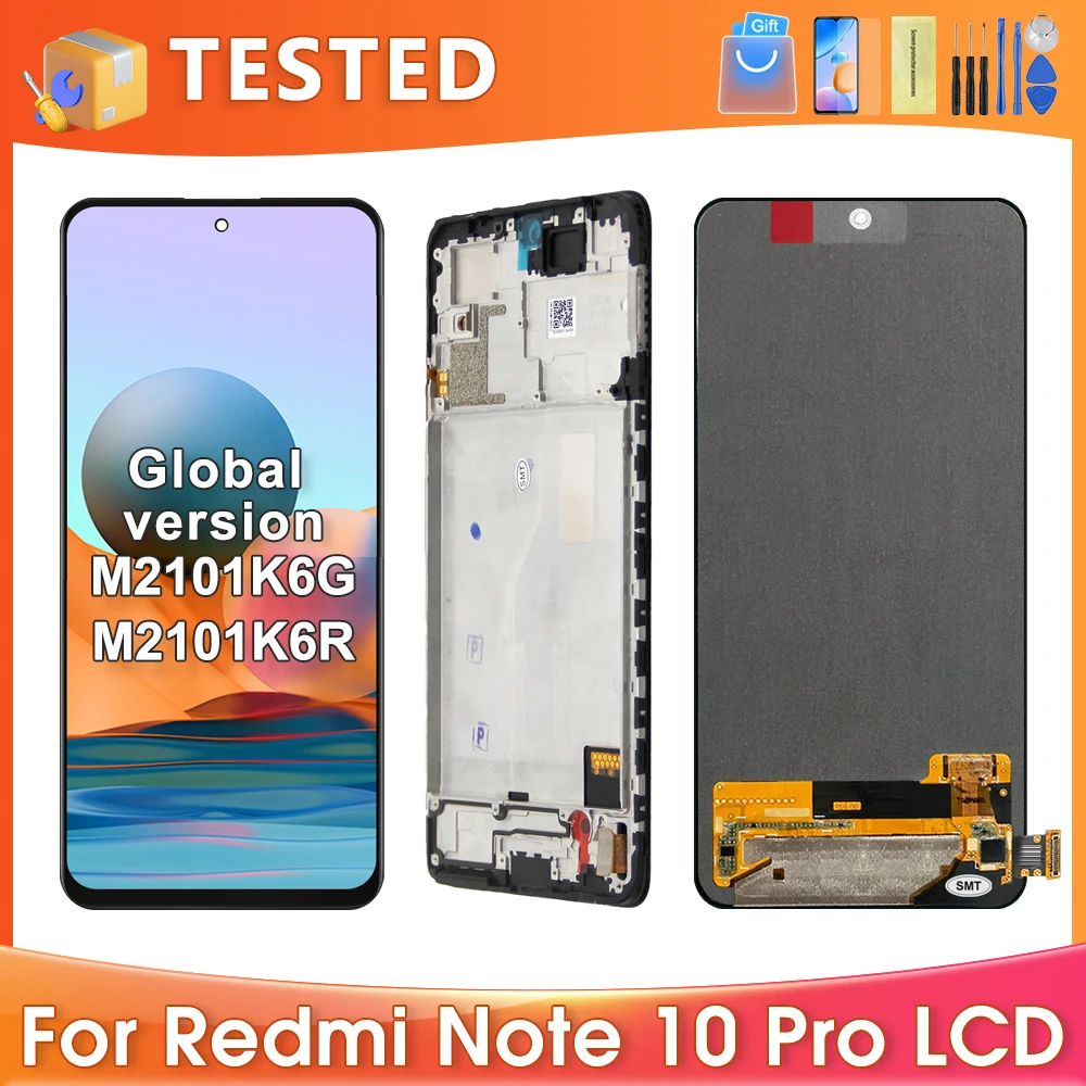 6.67\'\'For Xiaomi Redmi Note 10 Pro For Redmi Note10 Pro M2101K6G LCD Display Touch Screen Digitizer Assembly Replacement