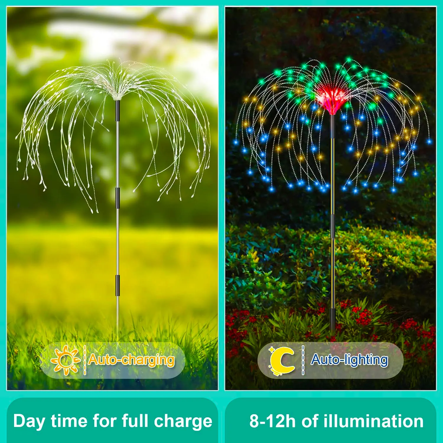 Outdoor Zonne-Vuurwerk Lichten Zonne-Energie Verlichting Buiten Waterdichte Patio Verlichting Tuin Tuin Bed Pad Bruiloft Kerst Decor