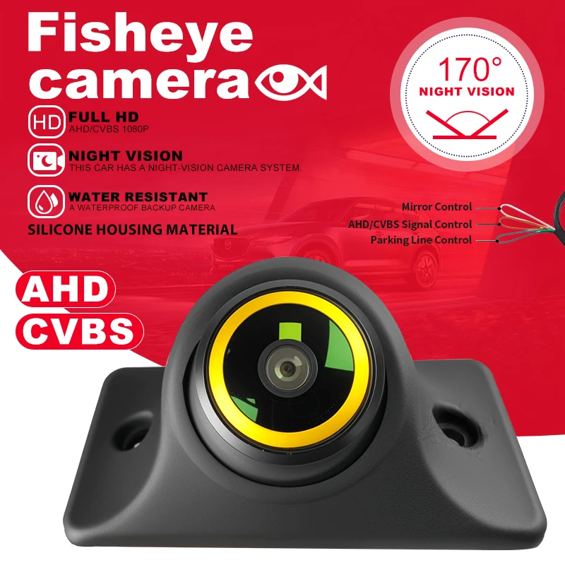 New Camera 1080P Car Rear View Camera 170° Wide Angle Adjustable Anti-Interference Night Vision Waterproof Auto Parking Backup