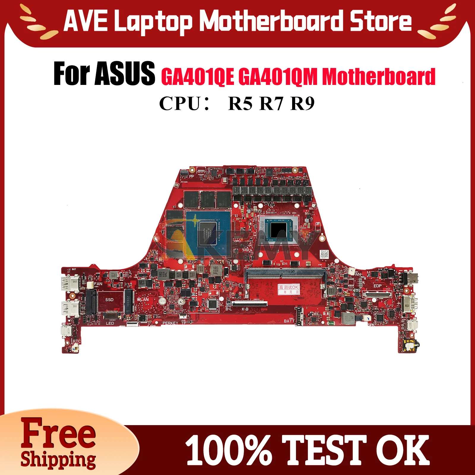 

GA401QM Laptop Motherboard For ASUS ROG Zephyrus G14 GA401Q GA401QM GA401QE Notebook Mainboard With R5 R7 R9 CPU 116% tests OK