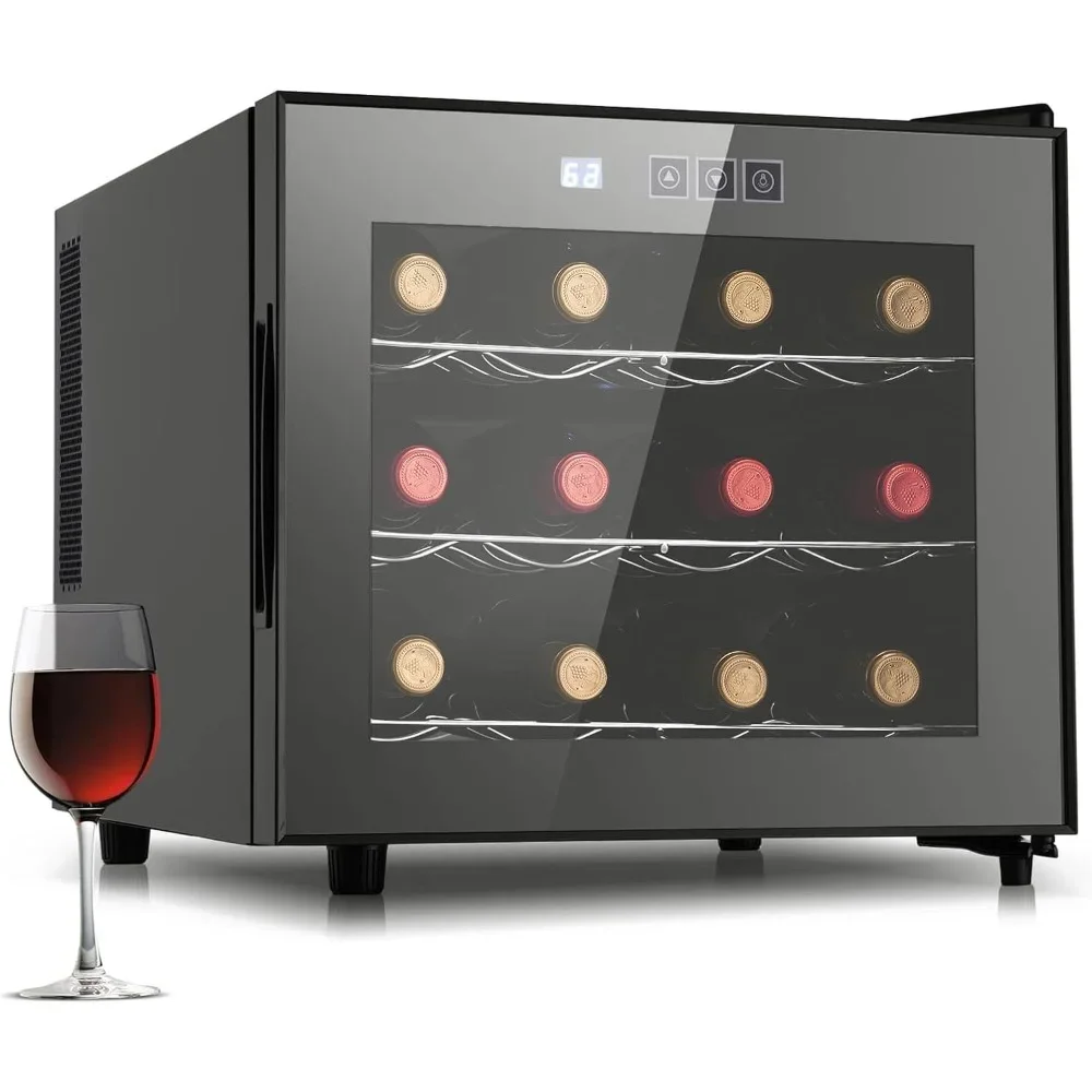 Wine Cooler Refrigerator, Small Wines Fridge Countertop with Digital Temperature Control, 12 Bottle Freestanding Wine Cellars