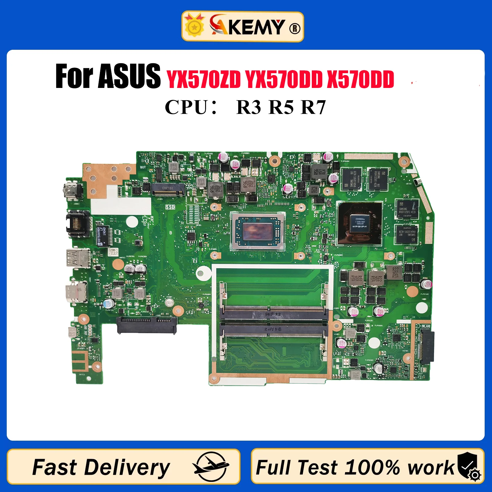 

X570DD Laptop Motherboard For ASUS VivoBook X570D YX570ZD YX570DD X570DD Notebook Mainboard With R3 R5 R7 CPU 100% tests OK stk