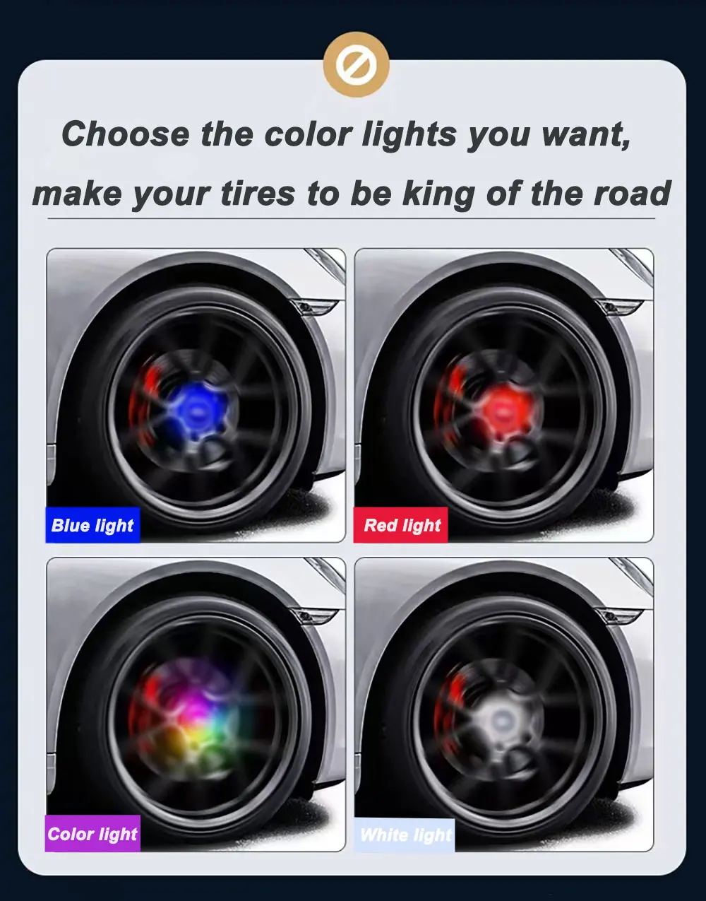 56MM 68MM ABS Chrome Wheel Center Caps, White Blue Red Colorful LED Wheel Hub Emblems, Floating Logo Badge for BMW Cars