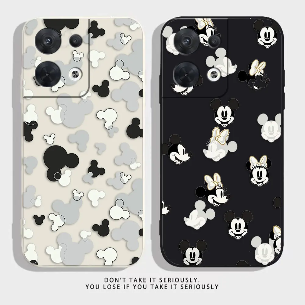 Stick Figure Mickey Minnie Mouse Phone Case For OPPO RENO 10 8 8T 7 6 5 4 3 4G 5G PRO PLUS Colour Liquid Case Funda Shell Capa