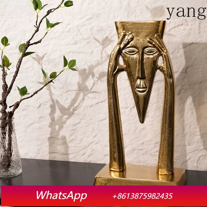 

Golden Triangular Head Human Statue Desk Decoration Ornaments Creative Abstract Characters Resin Sculpture Room Aesthetics Decor