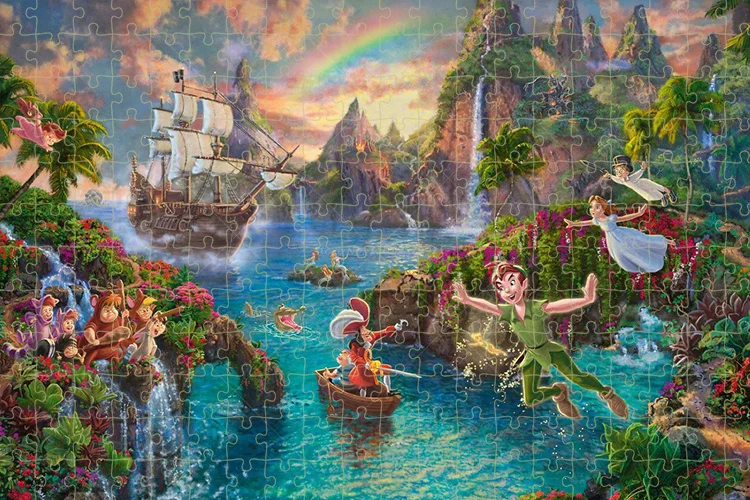 Disney 300/5001000PCS Jigsaw Puzzle Peter Pan Mickey Tangled Sleep Beauty Contemporary Puzzles Decompression Toys For Adult Kids