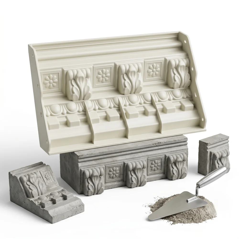 100cm European Relief Concrete Mold for Eaves & Corbels, Reusable Spliceable Plastic Cement Decor Form for Villa, Easy Demolding view 6