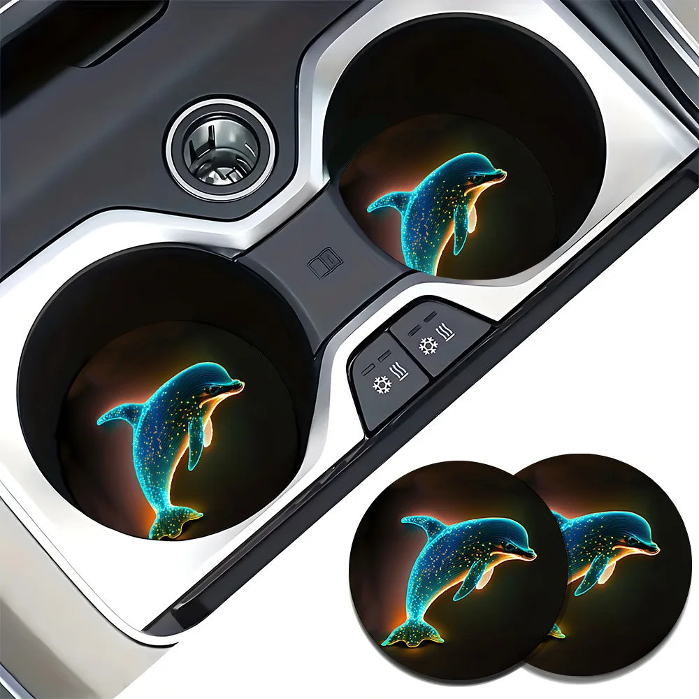 

2 шт., подставка для автомобильной чашки «Маленький дельфин», противоскользящая подушка, подставка для бутылки, коврик для чашки, салон автомобиля, противоскользящая подставка для чашки