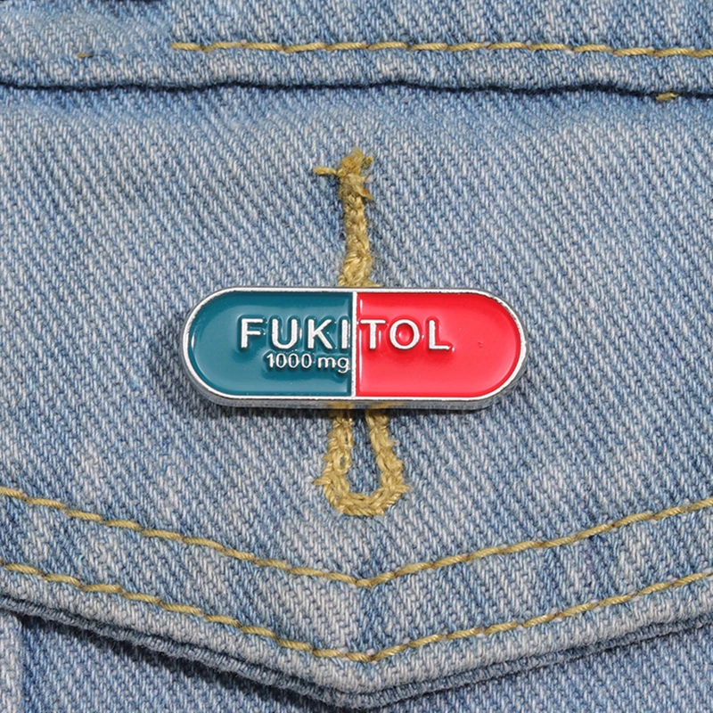 Funny Sarcasm Enamel Pins Custom FUKITOL Brooches Lapel Badges Oval Text Jewelry Gift for Friends