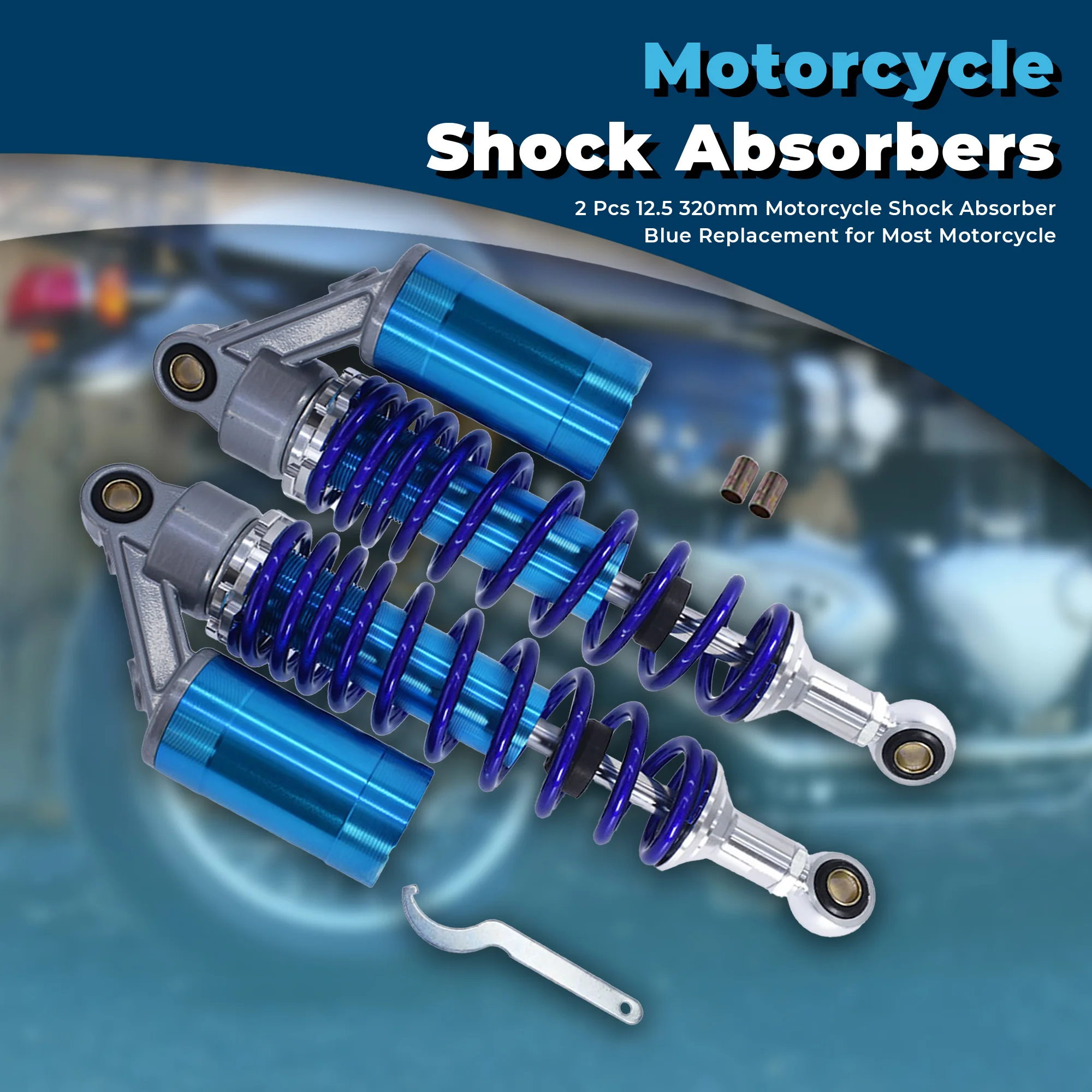 دراجة نارية امتصاص الصدمات المثبط الدراجات البخارية الخلفية تعليق 12.5 320 مللي متر استبدال لهوندا CX500 GL500 650 واضح الأزرق #3
