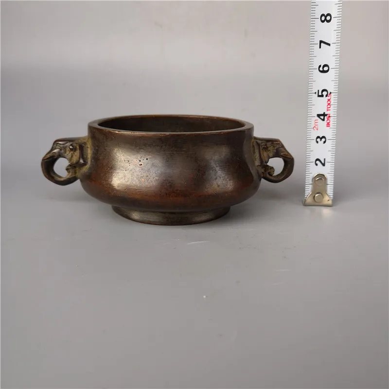 Vintage Copper Elephant Ear Censer Antique Chinese Incense Burner Old Patina Desktop Tabletop Decoration Collectible