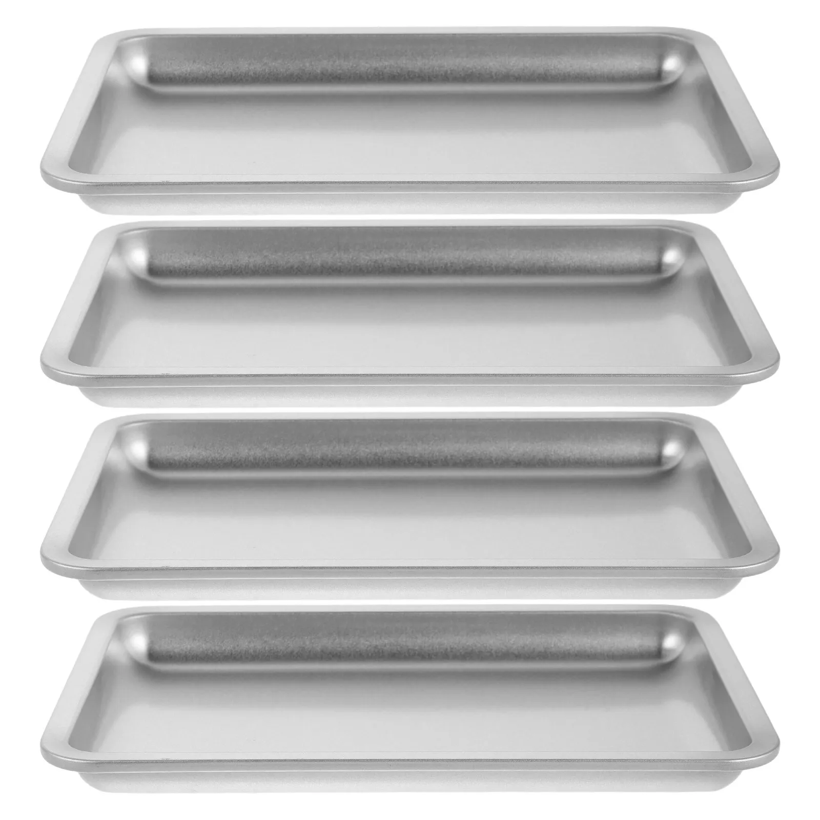 

4Pcs Stainless Steel Vanity Tray - Neat Nail Tools Organizer for Manicure Supplies Desktop Craft Accessories Salon Decor