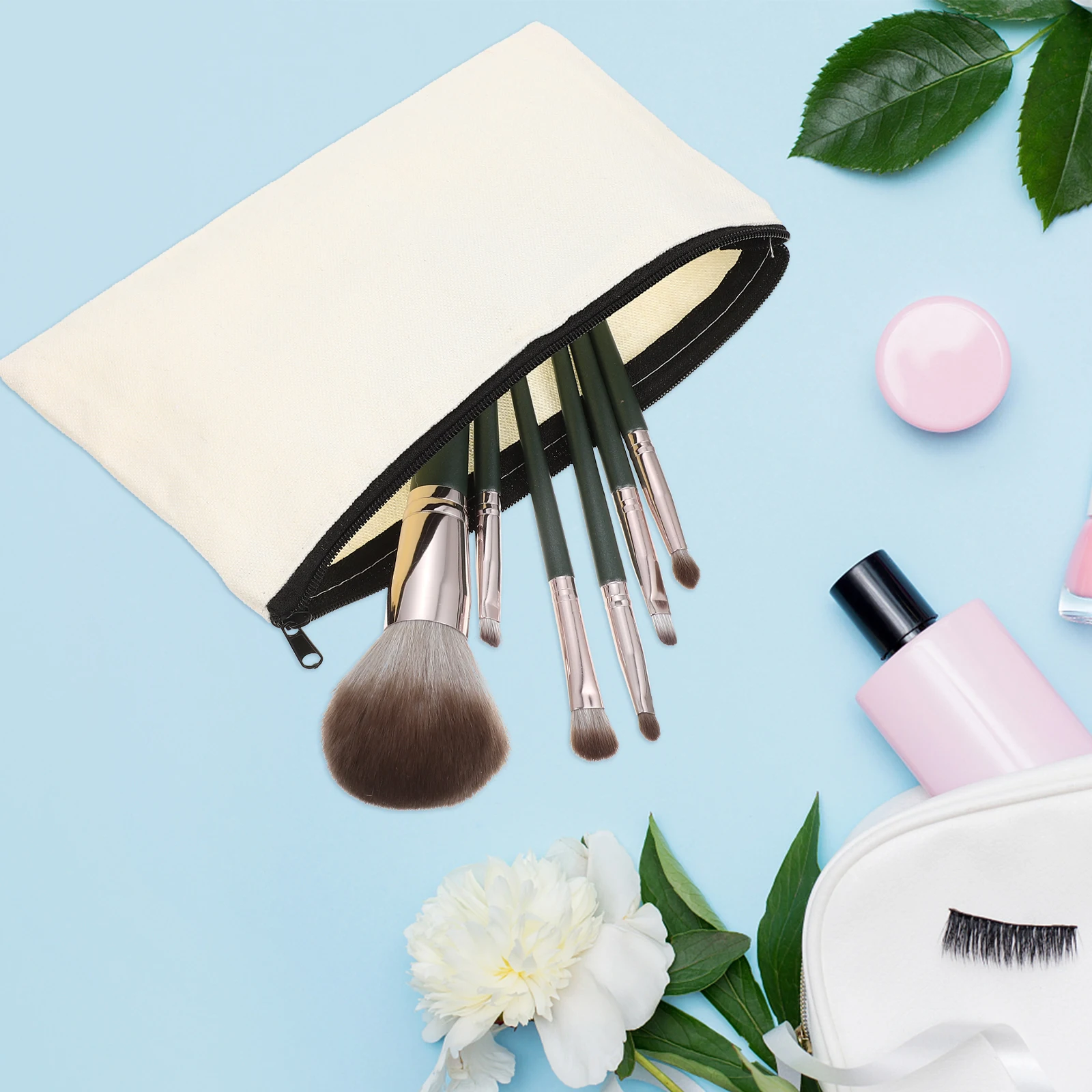 

12 Pcs Canvas Makeup Pouch Stationery Bag Blank Pencil Case Lightweight Travel Pouches Zipper Bags Practical Diy Pouches Pen