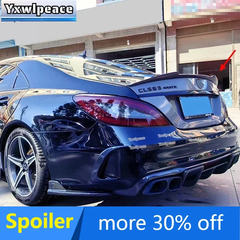 

For Mercedes-Benz CLS C218 W218 CS Style Real Carbon Fiber /FRP Black Rear Trunk Lip Spoiler Wing 2011-2017 CLS 350 500 53 63