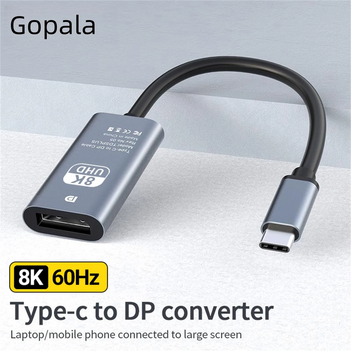 8K@60Hz USB C to DisplayPort 1.4 Adapter 4K@144Hz Thunderbolt 4/3 Converter Type C to DP For MacBook iPhone 15 16 17 iPad Laptop