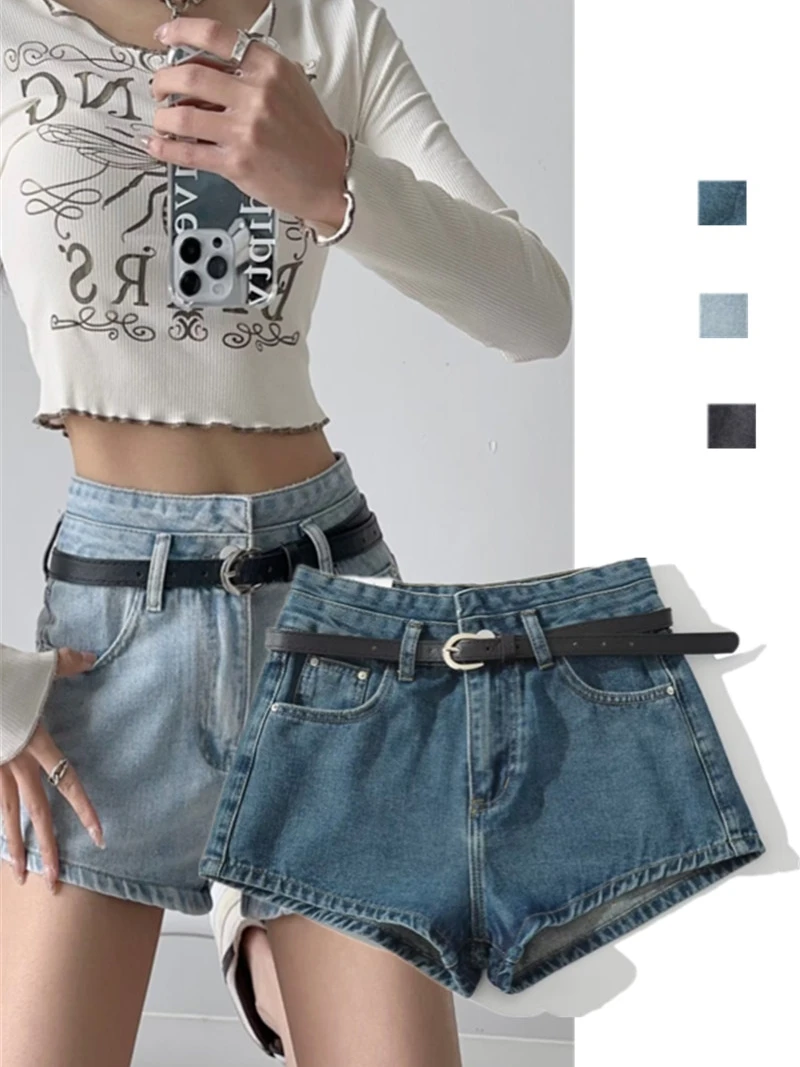 Celana Jeans High Waist Slimming Casual Street Sle Tee-Quarter Length Hot Pants untuk Wanita Musim Panas Faion