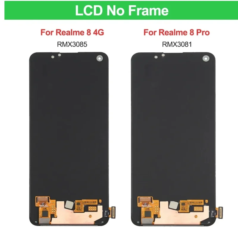 For Oppo Realme 8/Realme 8 Pro RMX3081 4g LCD Display Touch Screen with Fingerprint, For Realme8 RMX3085 LCD Replac