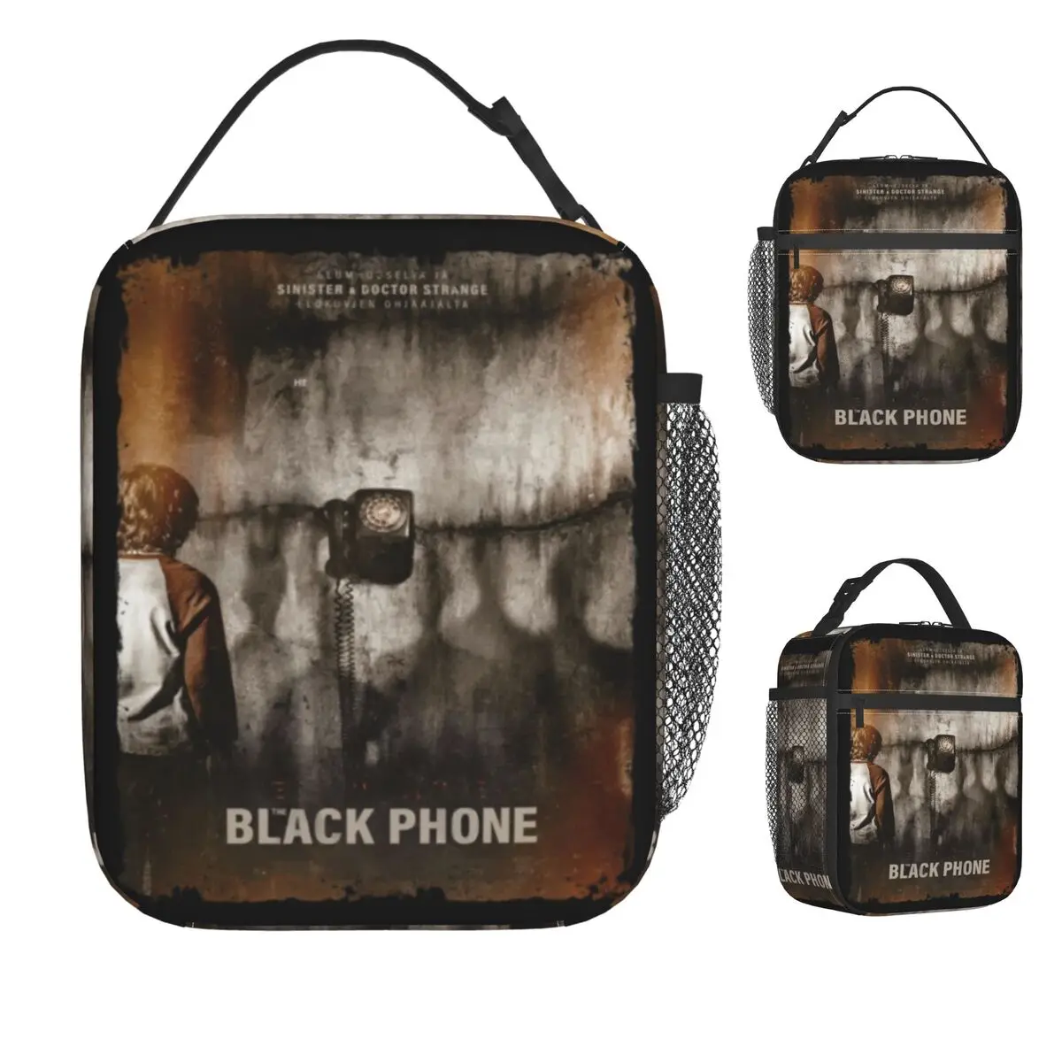 

2025 Черный телефон 2 фильмы Плакат Сумка для обеда Портативная изолированная коробка для обеда Сумка-холодильник с принтом для пикника Ретро Оксфорд Сумка для еды