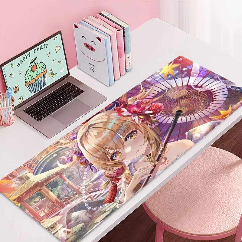 

Mousepad Genshin Impact Office Computer Desk Mat Keyboard Mouse Pad Laptop Cushion Large Non-slip Deskpad PC HD Anime Mousepad