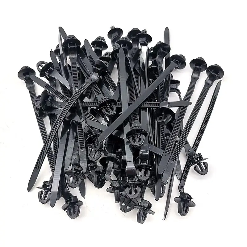 50PCS/Lot Nylon Cable Tie Fastener Clips Car Loom Hose Clamp Fastening Zip Strap Kit