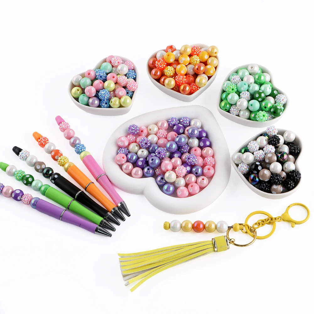14 Stück Acryl 12 mm runde Perlen gemischt Set für Schmuckherstellung DIY Halskette Armband Ohrringe usw. handgefertigte personalisierte Accessoires
