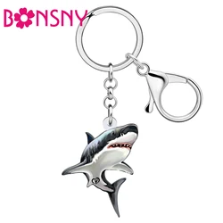 Bonsny Acrylic Ocean Sea Shark Key Chains Keychains Fierce Animals Key Ring Fashion Jewelry For Women Friends Gifts Car Charms