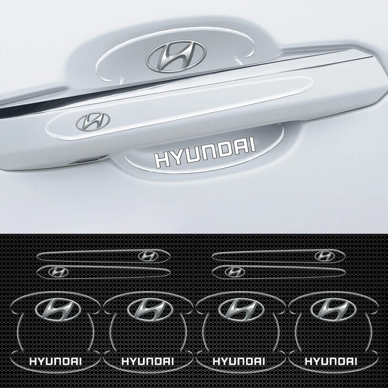 

8Pc Car Door Handle Sticker Anti-scratch Protective Strip For Hyundai Tucson Solaris Accent Elantra Ix35 I20 I30 I40IX20KonaGetz