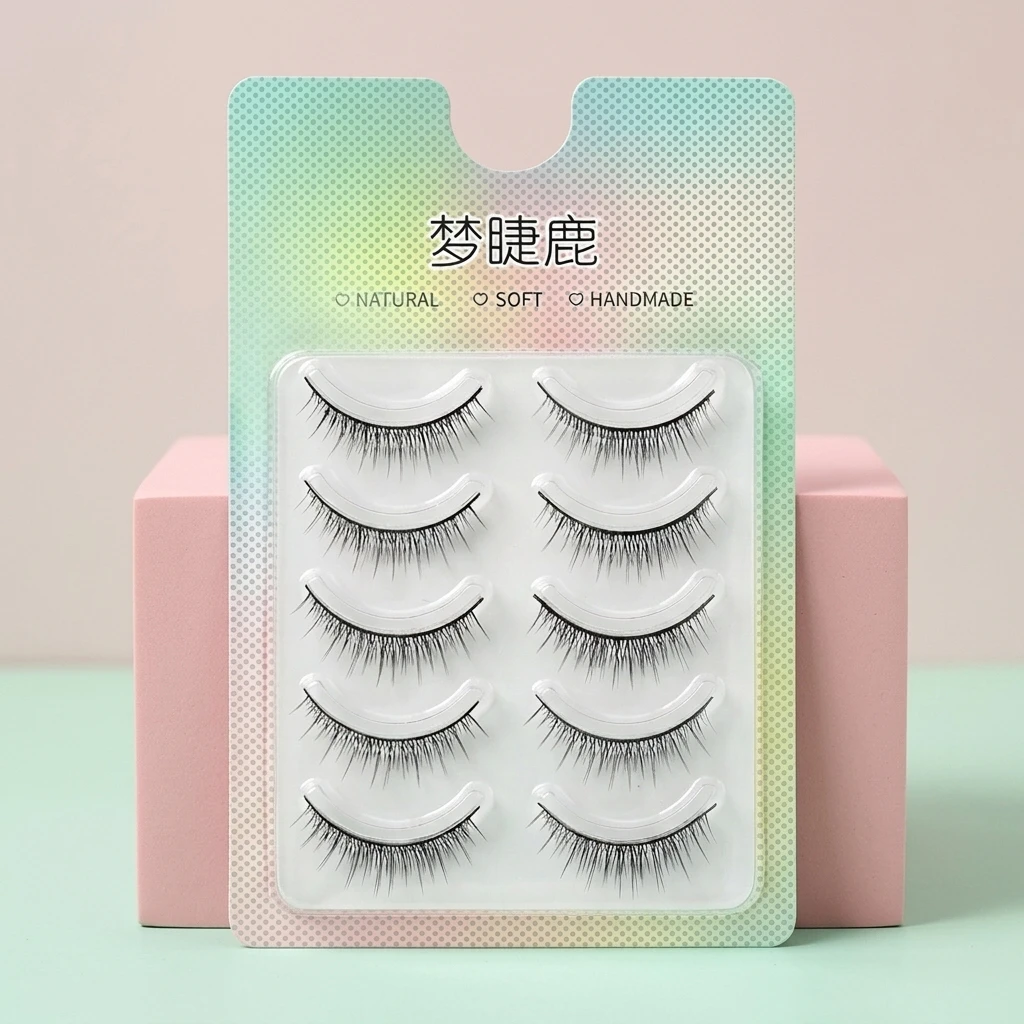 5pairs Faux Lashes Easy Apply False Eyelashes For Bridal Wedding Makeup Natural Wispy Full Strip C Curl Synthetic Fiber Lashes