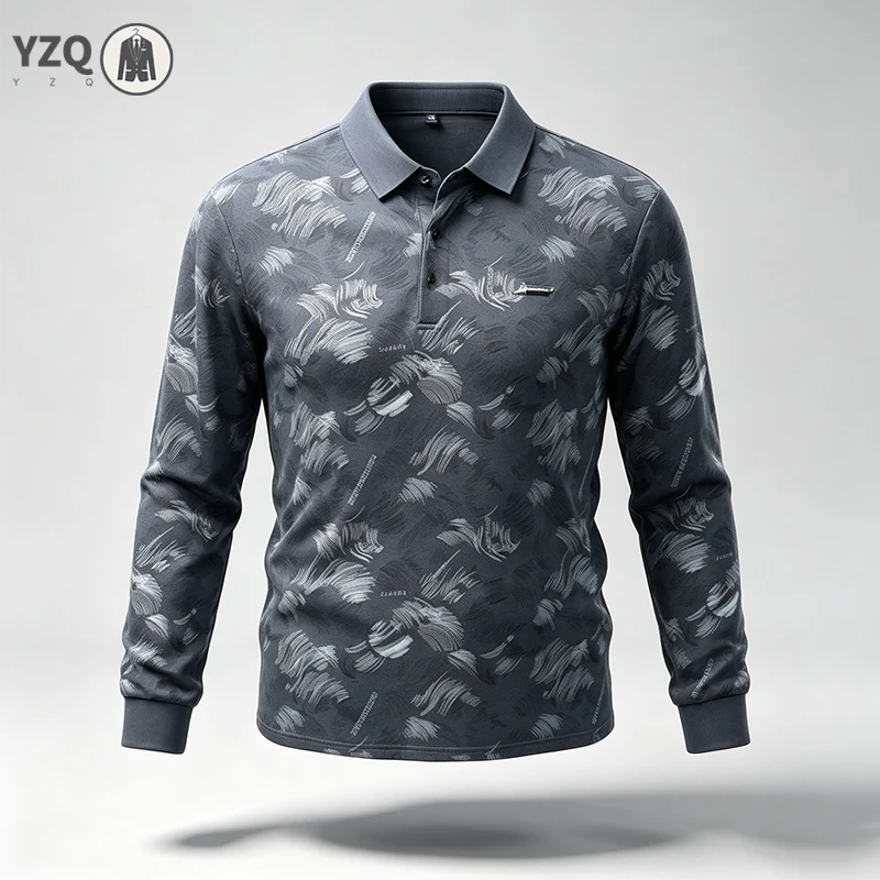New Mens Lapel Long Sleeve Polo Shirts Anti Wrinkle Soft Touch Fabric Slim Silhouette Office And Daily Wear Tops