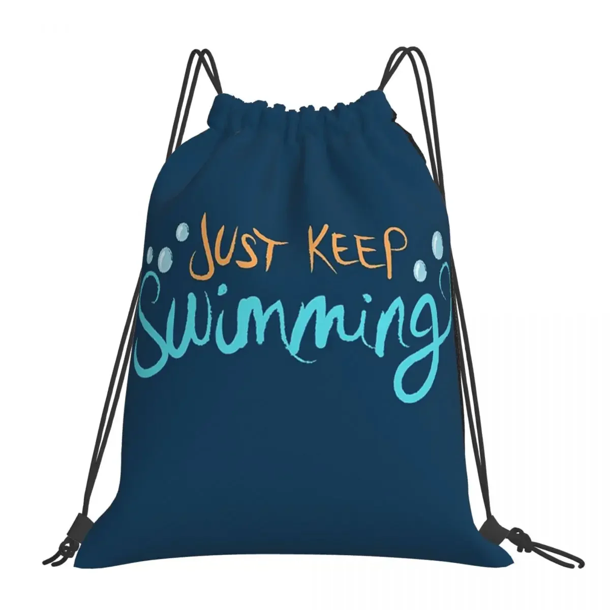 

Just Keep Swimming Backpacks Fashion Portable Drawstring Bags Drawstring Bundle Pocket Storage Bag BookBag For Travel School