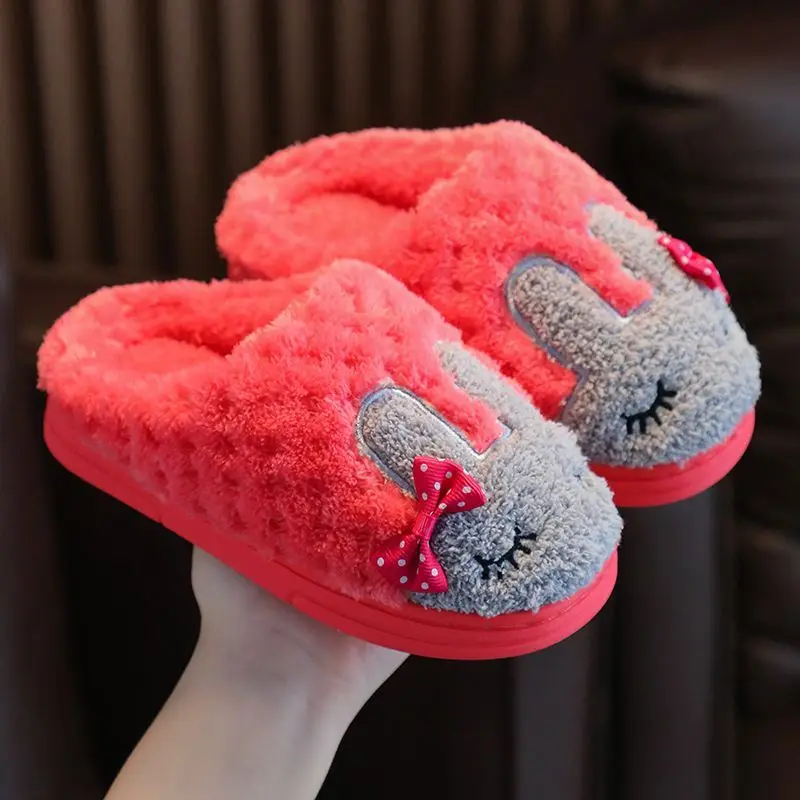 شباشب شتوية كرتونية غير قابلة للانزلاق أحذية منزلية داخلية موضة أحذية دافئة لغرفة نوم الأطفال شباشب #4