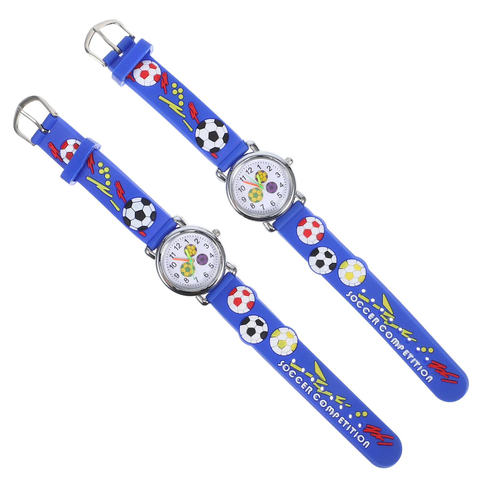 2Pcs 3D Wristwatch Creative Cartoon Printed Lovely Watch for Random Color Football for